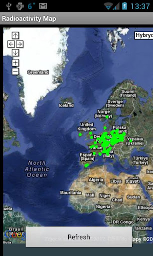 Google MAP Ergebniskarte Radioaktivitt